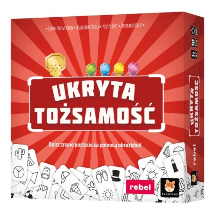Joc de societate, REBEL, Ukryta tozsamosc, 90 carti cu pictograme, 150 carti de personaje, multicolor