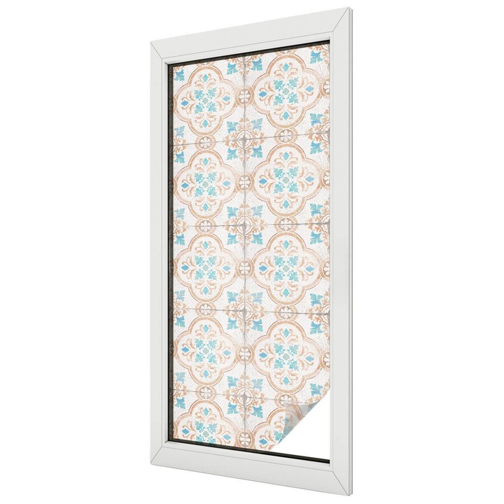 Autocolant Folie Autoadeziva Decorativa, Tulup, Eleganta rustica a placilor simetrice, Ideal Pentru Ferestre si Geamuri Interioare, 50x116 cm, Ideal Pentru Decor Interior, 010450850040000033482