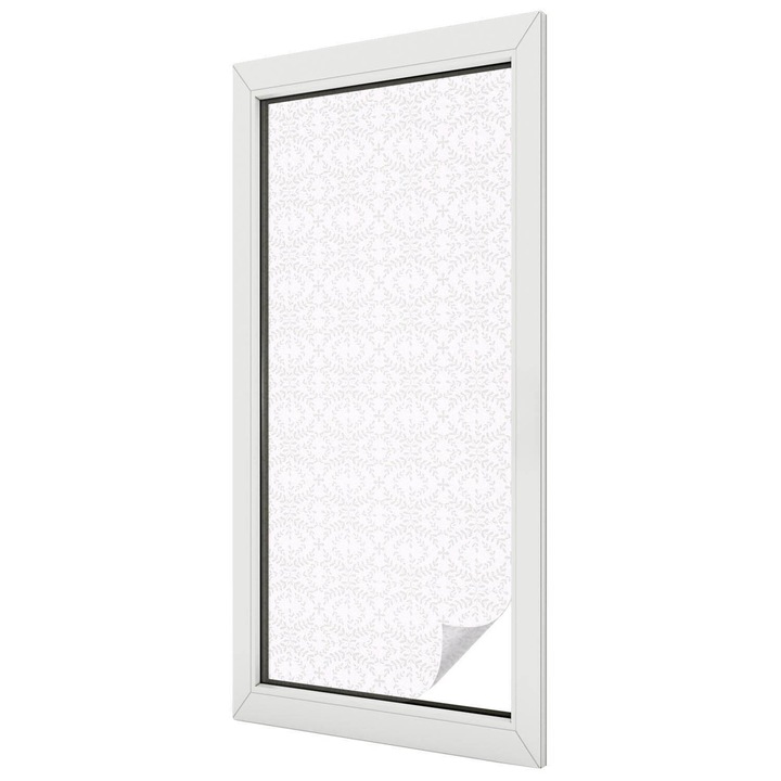 Folie geam vitraliu, Tulup, Model vegetal delicat, compozitie simetrica, Intimitate pentru Geamuri si Ferestre, 50x116 cm, Ideal Pentru Decor Interior, 010450850040000276743