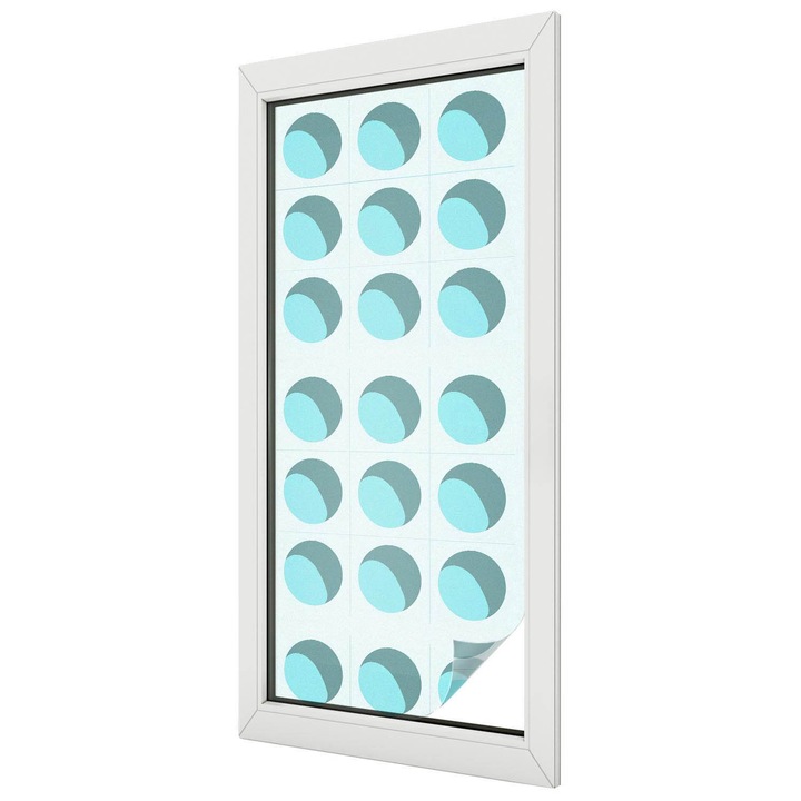 Декоративно фолио за стъкло, Tulup, модерни колела, полупрозрачно, туркоаз, 50x116 см