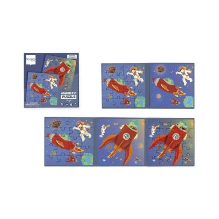 Scratch mágneses puzzle, 2 kép, 40 darab, 18x18cm, többszínű