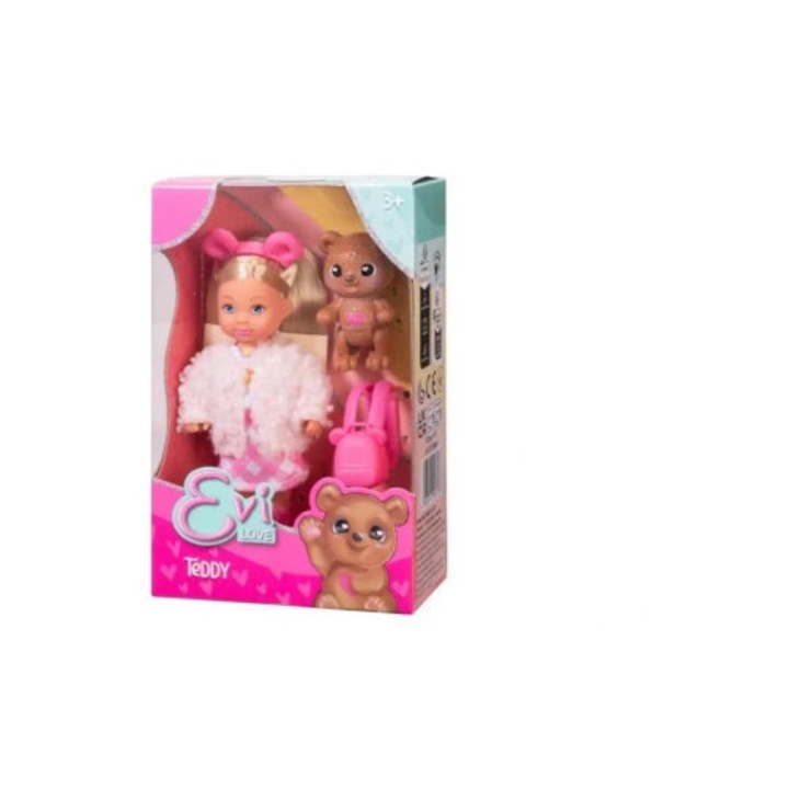 Papusa EL Evi, Simba, costum de urs, rucsac cu urs, 12cm, 3l+