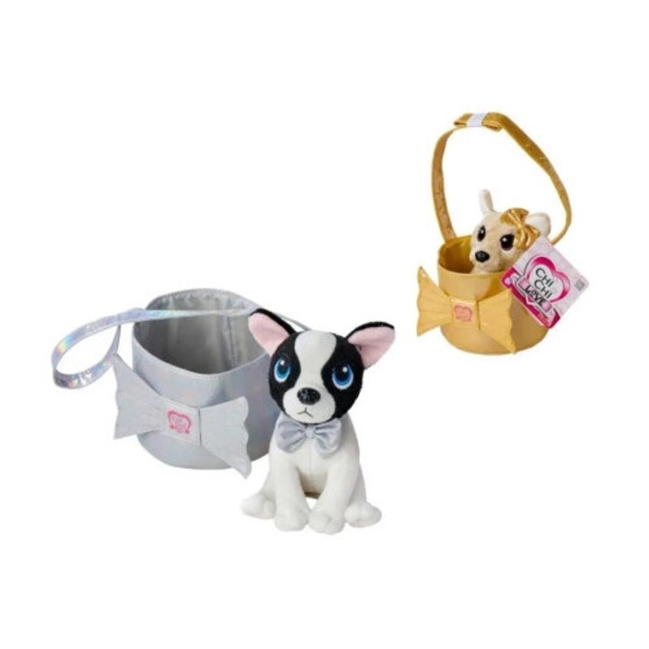 Jucarie de plus Simba Shimmer&Shine, set 2 caini Chichi sau Frenchie, 15cm, argintie sau aurie