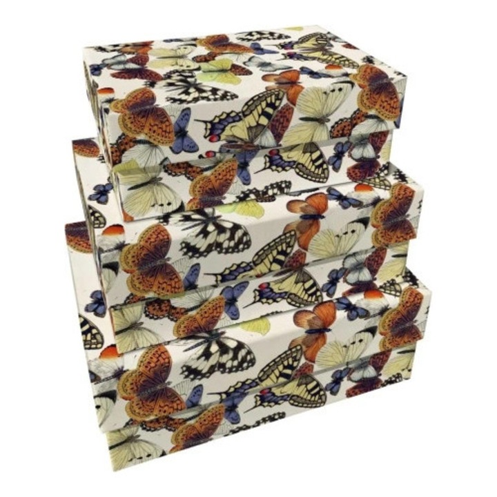 Set 3 cutii decorative Skona Ting, multicolor, 265x205x100mm