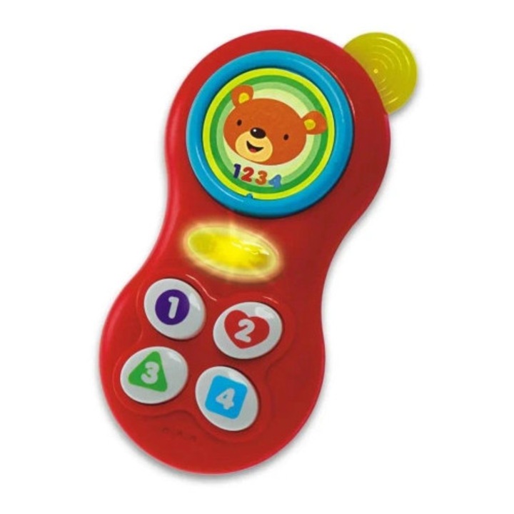 Telefon interactiv Smily Play, Pan Misiek, 4 butoane, culori vii, 30x15cm