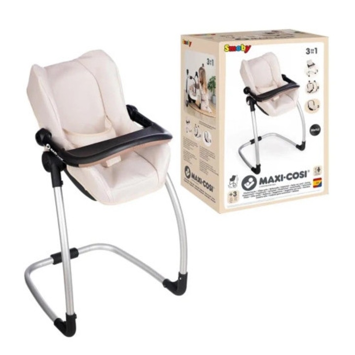 Scaun de masa pentru bebelusi, Smoby, 3 in 1, bej, 45x41x71cm