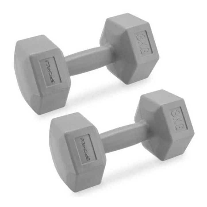 Set haltere hexagonale Spokey MONSTER 2x3kg, stabilitate, antrenament fitness