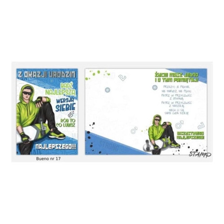 Felicitare STAMP Bueno B6, model nr 17, cu coperta, pentru aniversari, set
