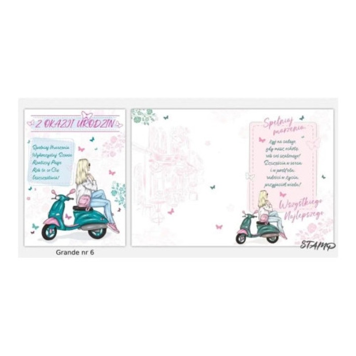 Felicitare STAMP Grande, model nr 06, cu coperta, pentru aniversari, set.