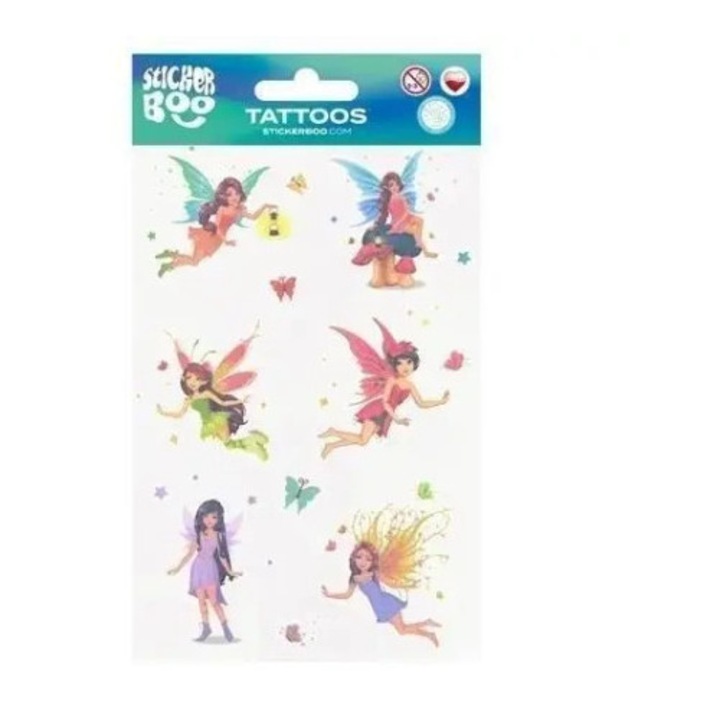 Tatuaje temporare Sticker Boo, set cu 1 foaie, mix de modele, usor de utilizat, multicolor
