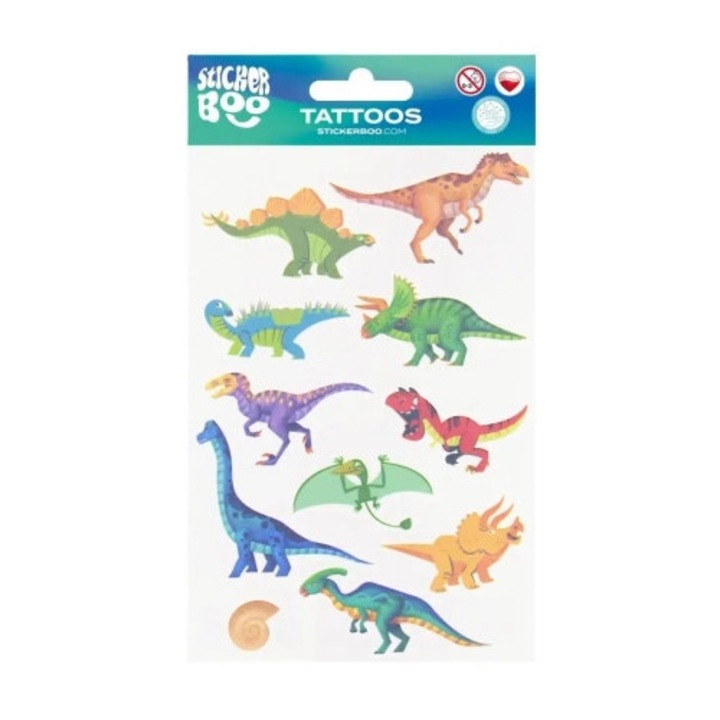 Tatuaje temporare Sticker Boo set 11 dinozauri, multicolor