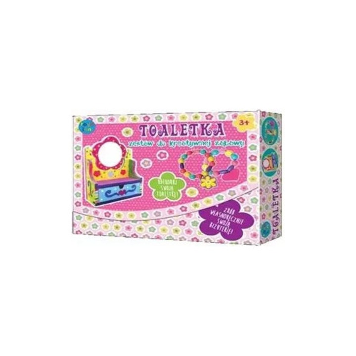 Set de creatie pentru copii, Stnux, toaleta de decorat, culori, pensula, sabloane, margele din lemn, accesorii.