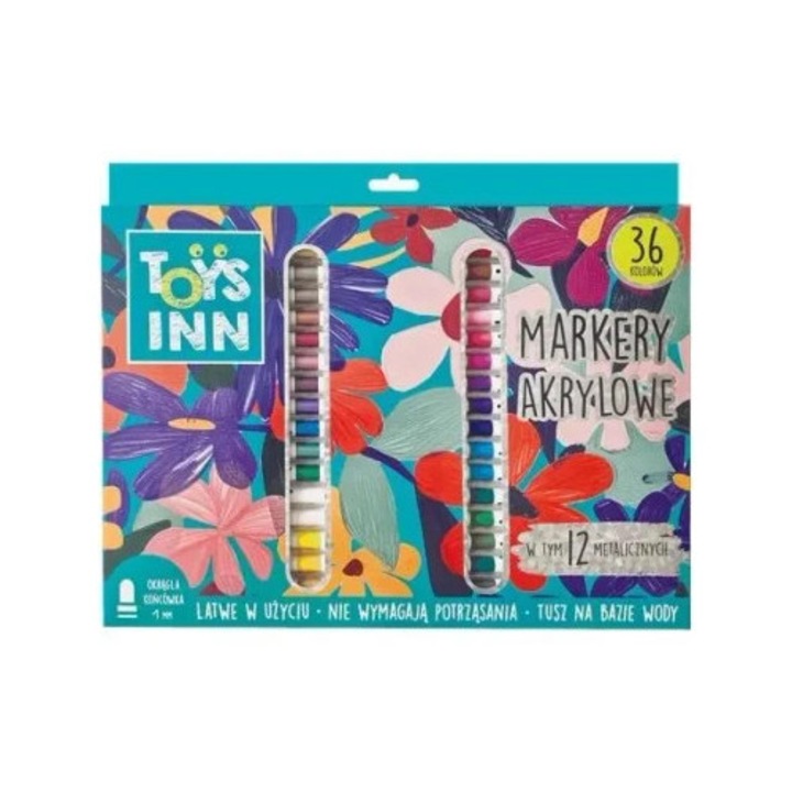 Set 36 markere acrilice, Stnux, culori intense, uscare rapida