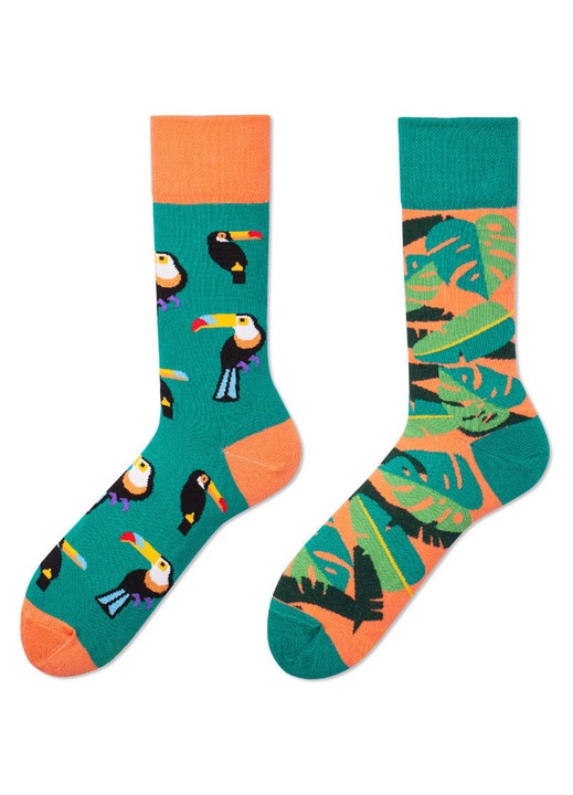 Асиметрични чорапи, унисекс, черни, памучни, размер One Size INTL