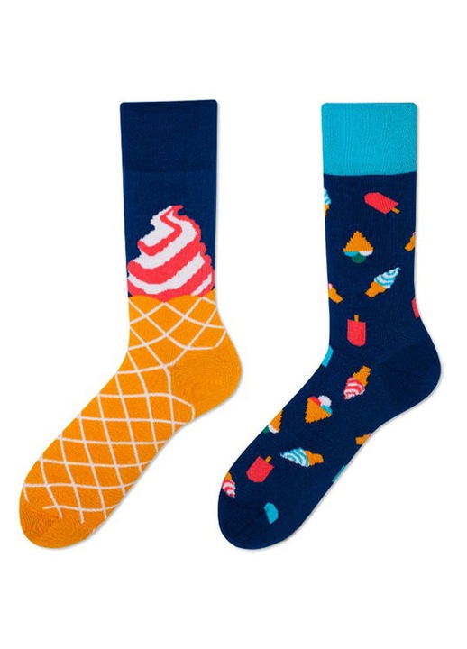 Асиметрични чорапи, черни, универсален стил, памук, размер One Size INTL