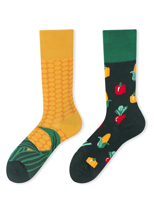 Асиметрични чорапи, унисекс, спортни, черни, размер One Size INTL