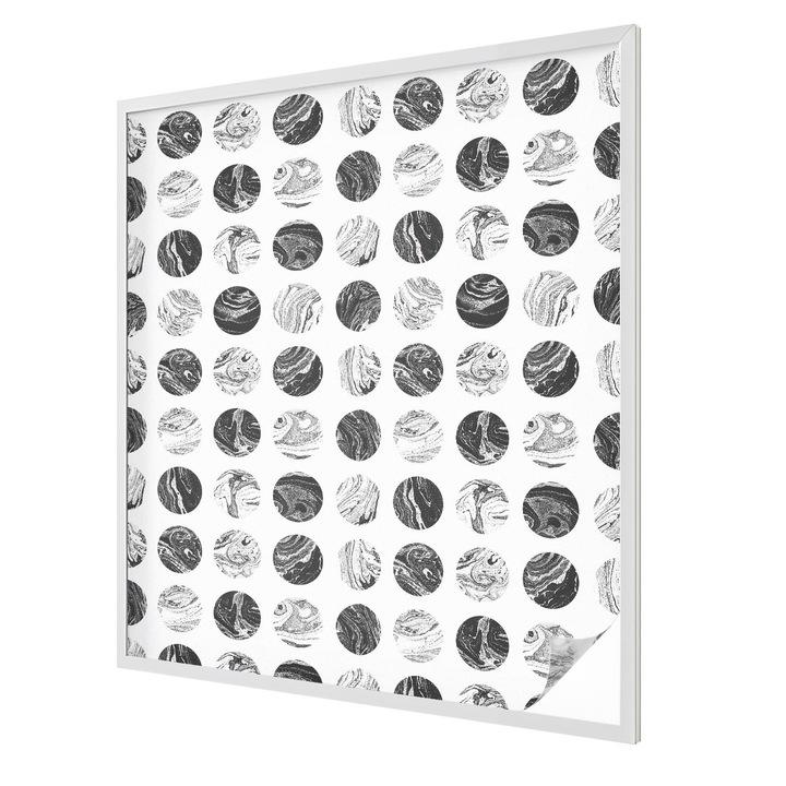 Folie geam vitraliu, Tulup, Cercuri de marmura care se repeta armonios, Vitraliu Autoadeziv, 100x116 cm, Ideal Pentru Decor Interior, 010450850050000011641