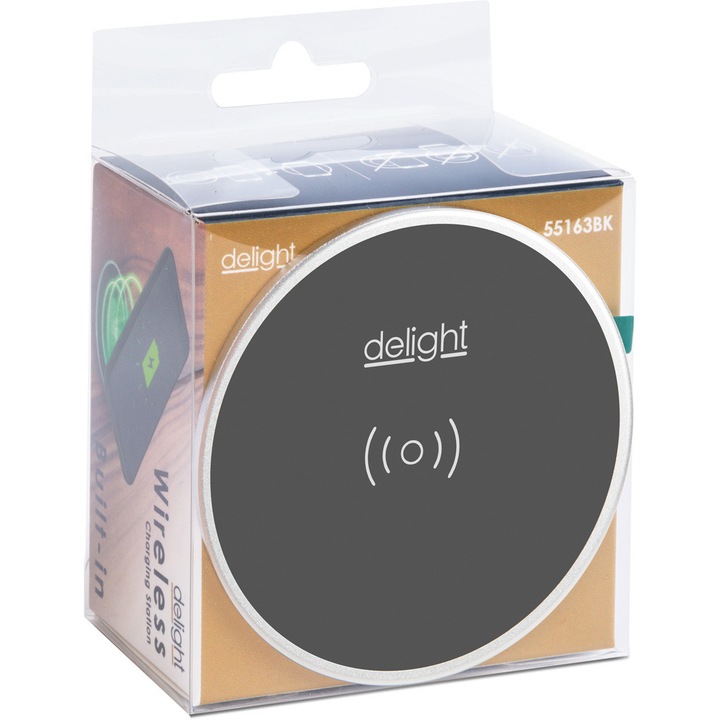 Delight - Statie de incarcare fara fir, incorporabila - negru - max 1,1 A
