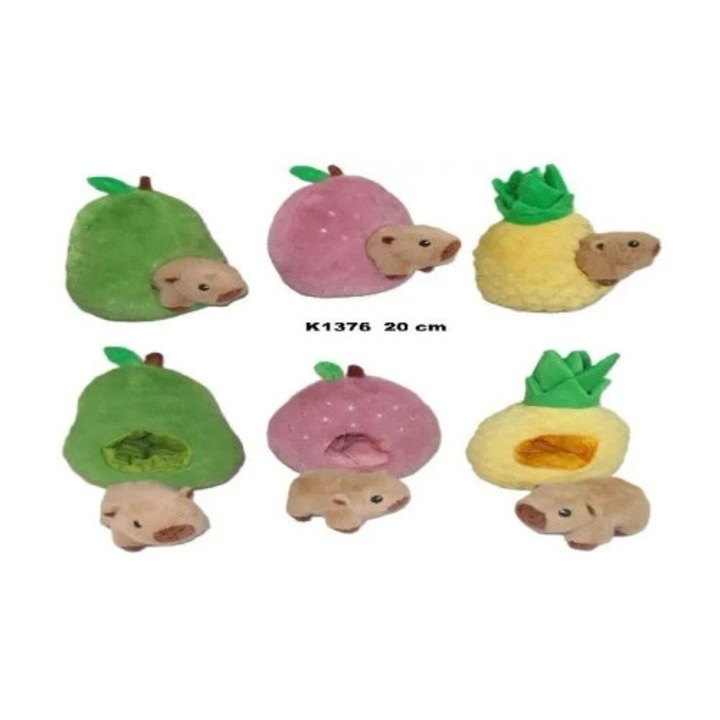Jucarie de plus Kapibara cu casuta din fructe 20cm, multicolor