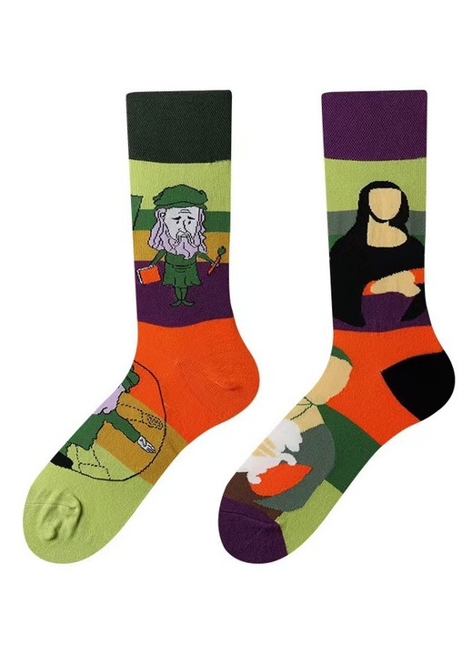 Високи чорапи, черни, абсорбиращи и антифрикционни, уникален дизайн, един размер