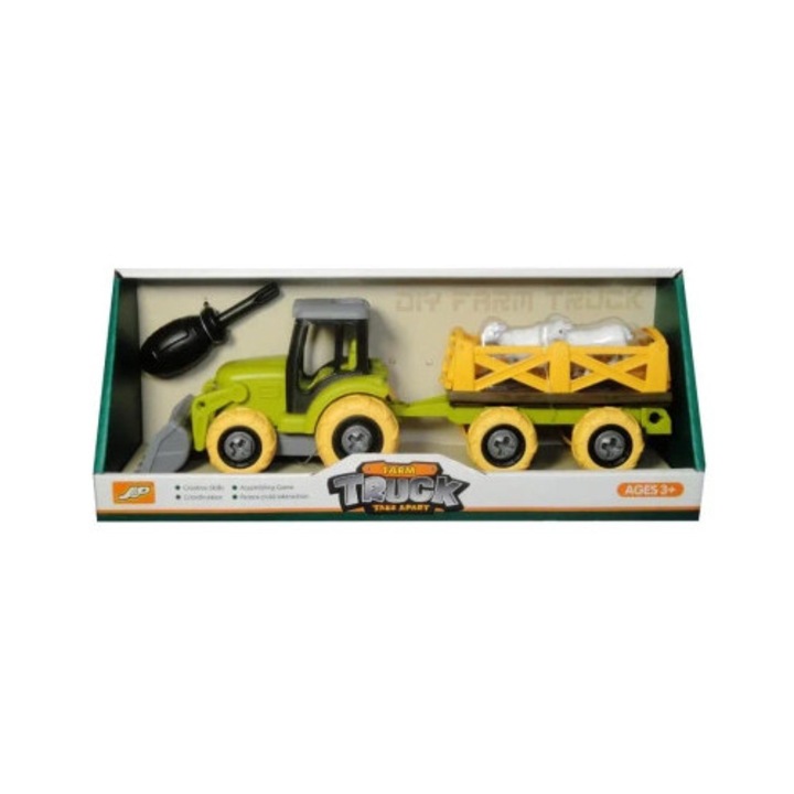 Tractor agricol cu remorca si figurine animale, SWEDE, set, 30x20x15cm