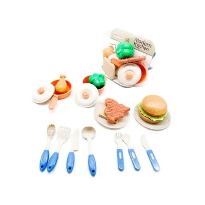 Set bucatarie copii, SWEDE, accesorii gatit, hamburgeri, multicolor, dimensiuni aproximative
