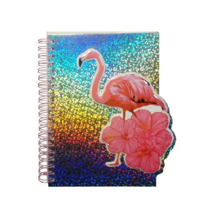 Agenda holografica cu flamingo, SWEDE, 15x21cm