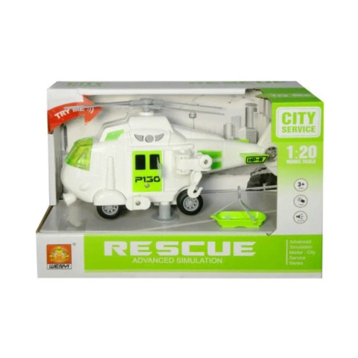 Elicopter de salvare SWEDE cu efecte luminoase si sonore, 30x20x10cm
