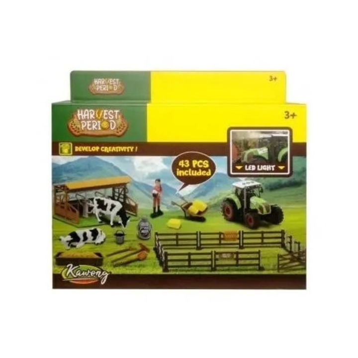 Tractor jucarie SWEDE cu lumini si sunete, multicolor, dimensiuni 30x15x10cm