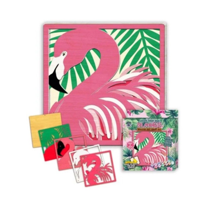 Set pentru crearea de imagini din lemn, Splat Planet, 25x25cm, 2 pensule, 5 straturi de lemn