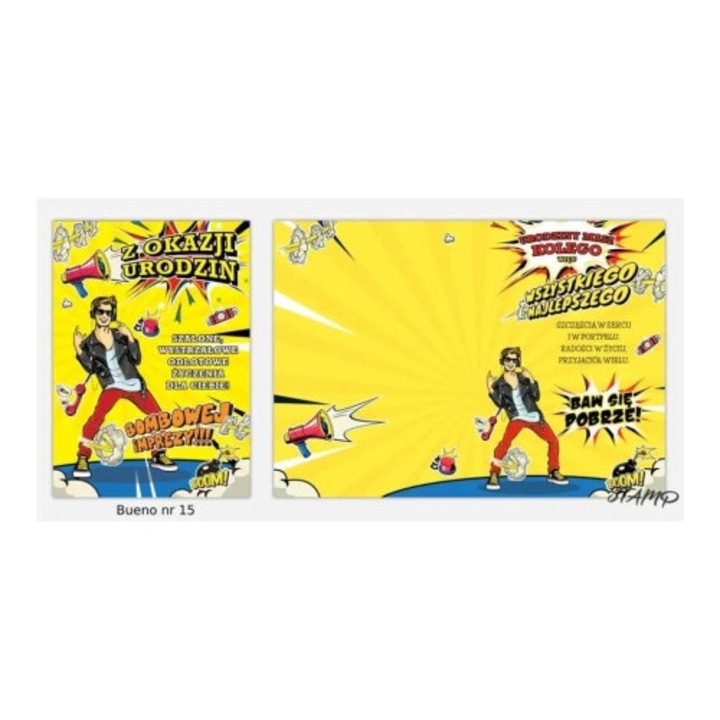 Felicitare STAMP Bueno B6, model nr 15, cu coperta, pentru aniversari, set