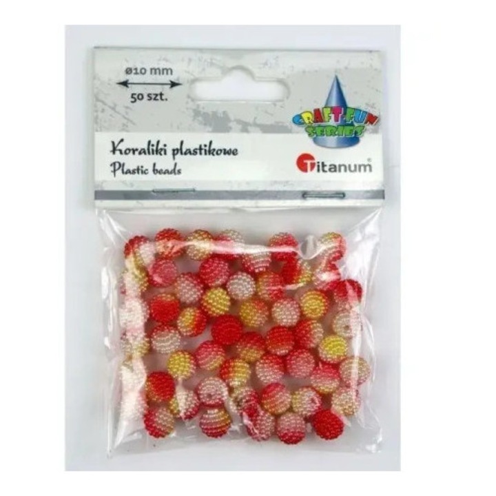 50 darabos szett, 10mm-es piros ombre műanyag gyöngyök, Titanum