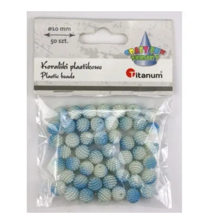50 darabos műanyag gyöngy szett, 10mm, Titanum, ombre kék árnyalatok