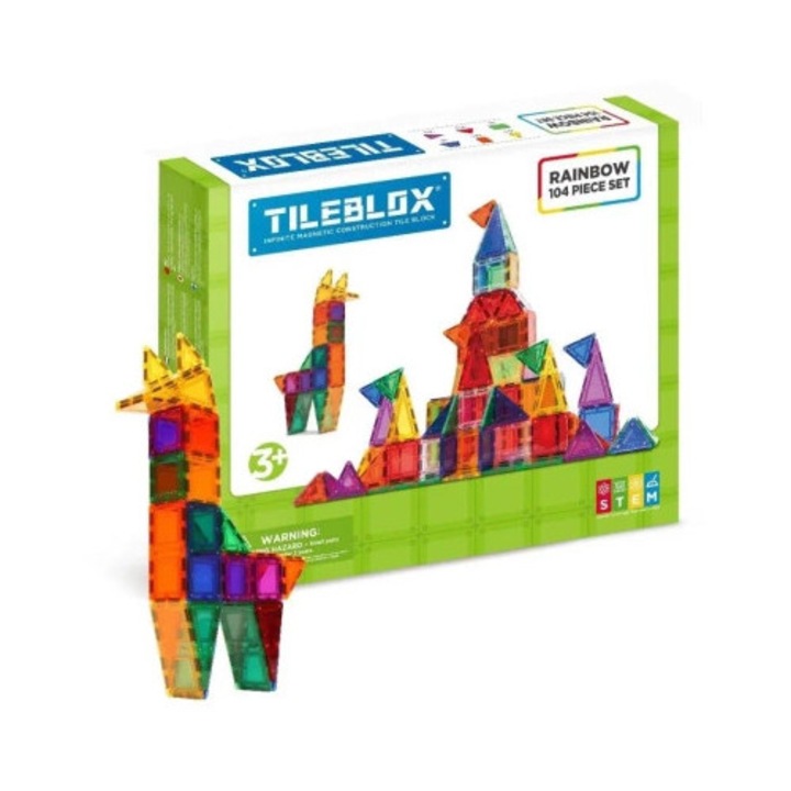 Set de constructie Tileblox 104 piese, culori vibrante, dimensiuni variate