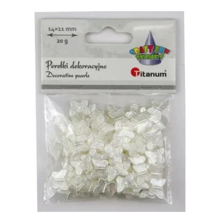 Pillangó műanyag gyöngy szett 14x11mm, fehér, 20g