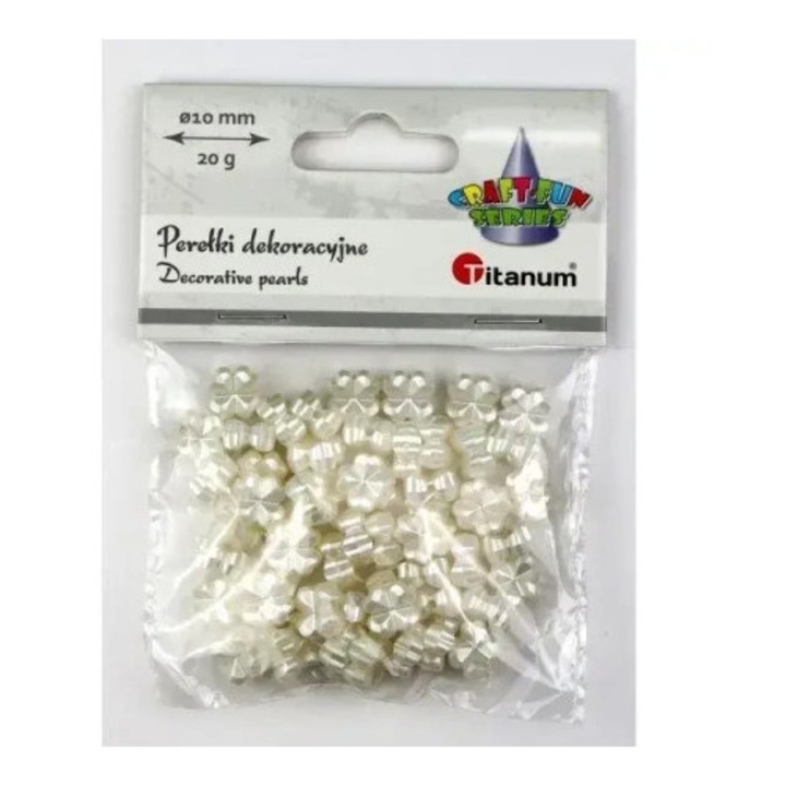 Set de perle plastice Titanum, 10mm, alb, 20g