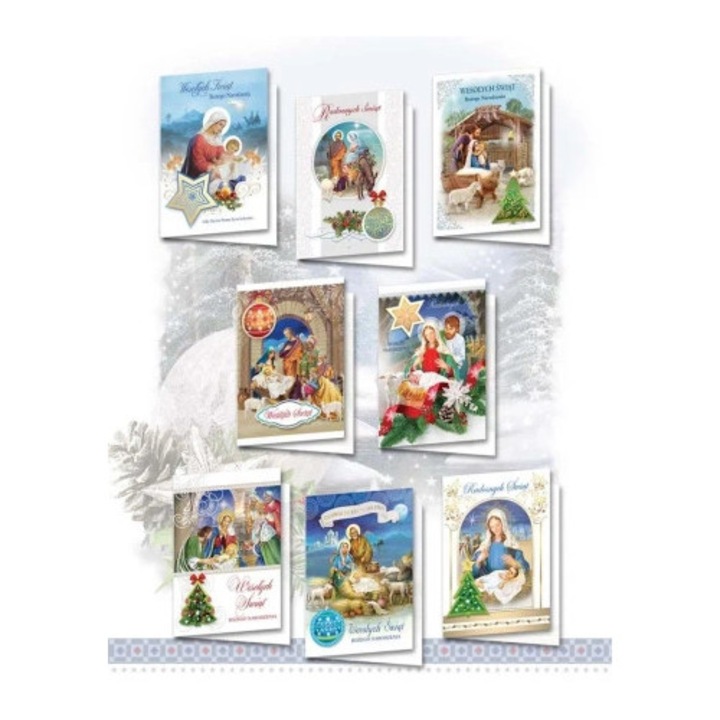 Felicitari B6 Top Graphic, set 10 bucati, 3D, cu glitter, multicolor