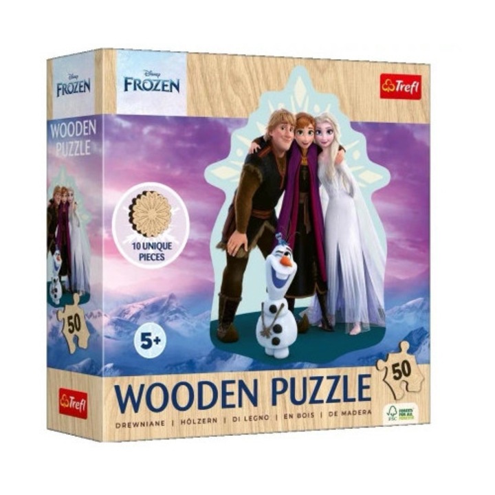 Trefl fa puzzle, 50 darabos, Ulubiona Kraina Lodu, szabálytalan formák, környezetbarát