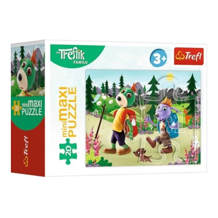 Puzzle 20 elemes miniMaxi Dzien Treflikow, Trefl, 3 év feletti gyermekeknek, gyermekbarát