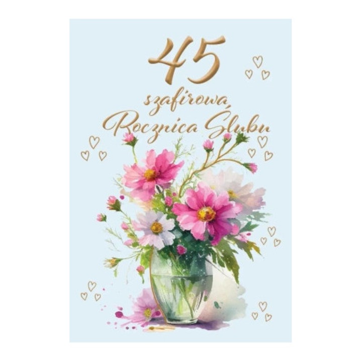 Felicitare, Trend, Rocznica slubu 45, cu plic si urari.