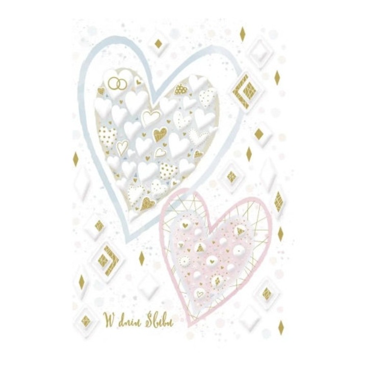 Felicitare B6 cu coperta, Trend, tema nunta, bogat decorata