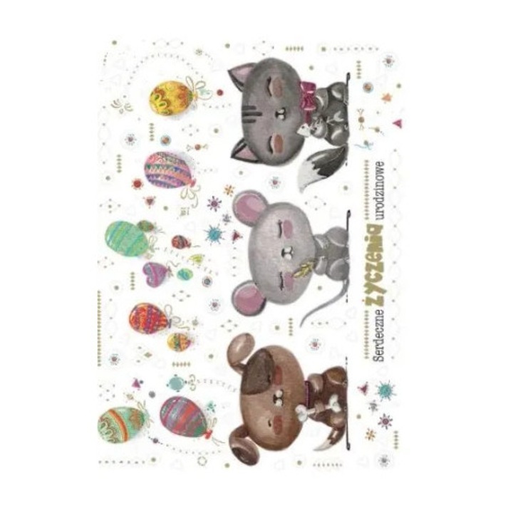 Felicitare B6 cu coperta, Trend, Urodziny, bogato zdobita