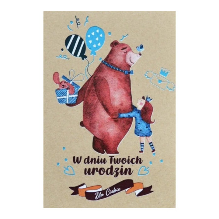 Felicitare Urodziny, Trend, format B6, hartie exclusiva, 3D, cu plic colorat