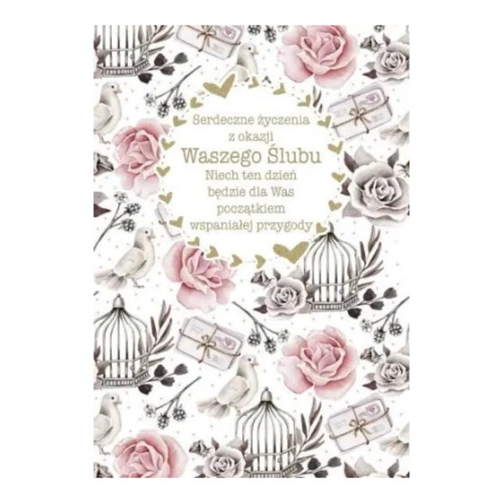 Felicitare B6 cu coperta, Trend, tema nunta, multicolor