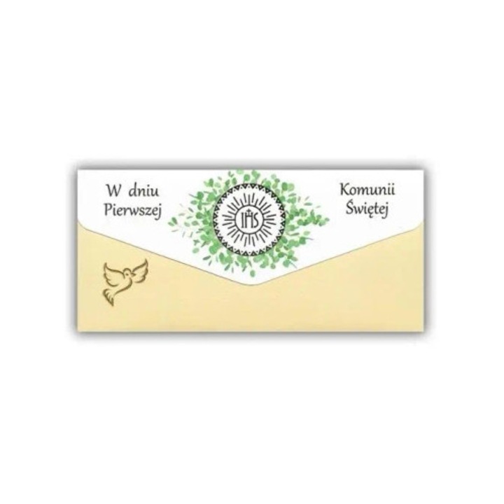 Felicitare Trend, Kartka-koperta Komunia, zlozenie DL, cu kieszonka pentru bani, cu coperta suplimentara