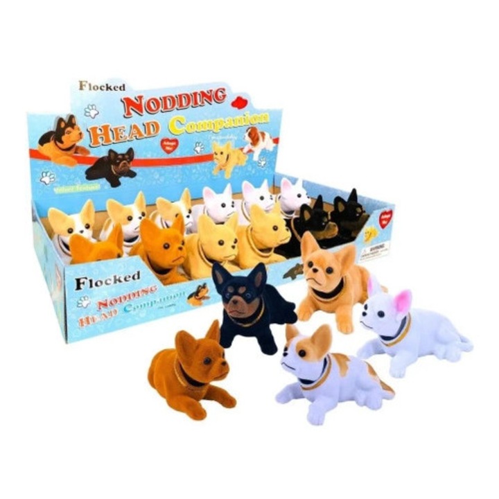 Jucarie interactiva copii, Trifox, catel cu capul miscator, material flocat, 30x20cm