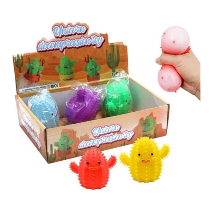 Jucarie interactiva copii, Trifox, Kaktus gniotek, verde, 10x15cm