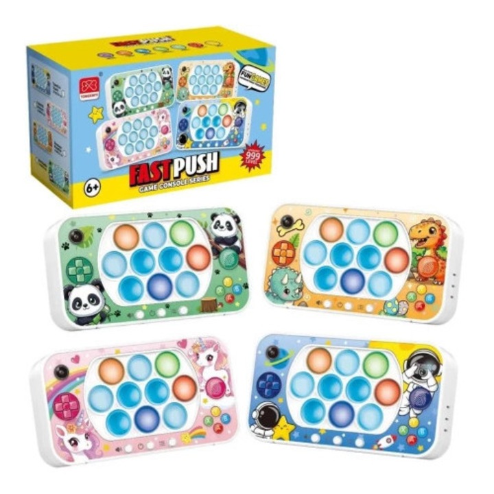Consola interactiva Trifox FAST PUSH Game Console Series, 4 designuri, 14x8x6cm, pentru dezvoltarea abilitatilor cognitive