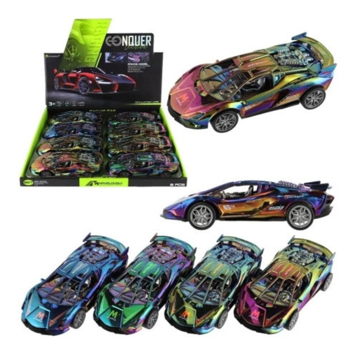 Masinuta de curse Trifox CONQUER, efecte luminoase si sonore, multicolor, 18cm