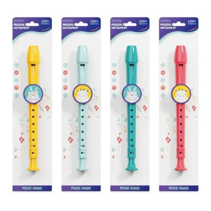 Flet muzical de jucarie Trifox "Music Maker", 28cm, multicolor, pentru copii 18M+